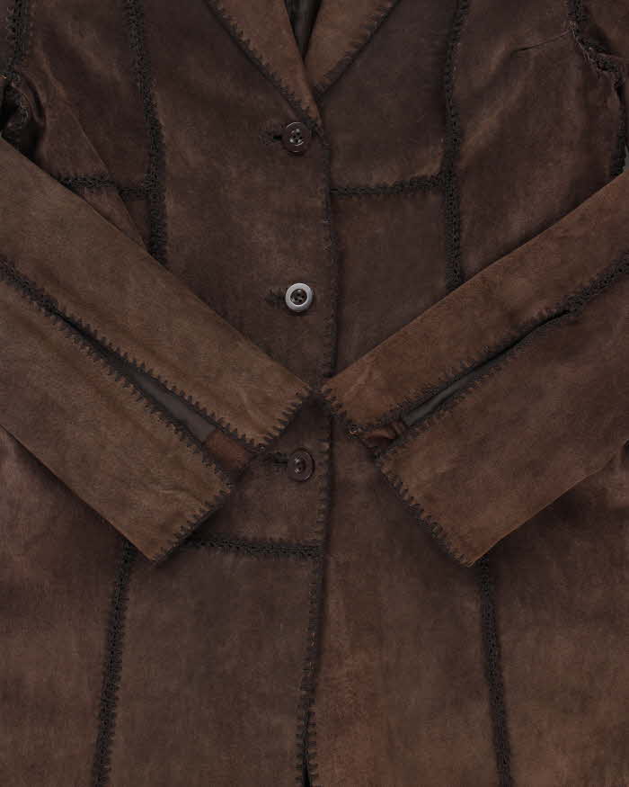 Vintage Y2K 00s Castro Concept Women's Long Suede Patchwork Tassel Belted Jacket - S
