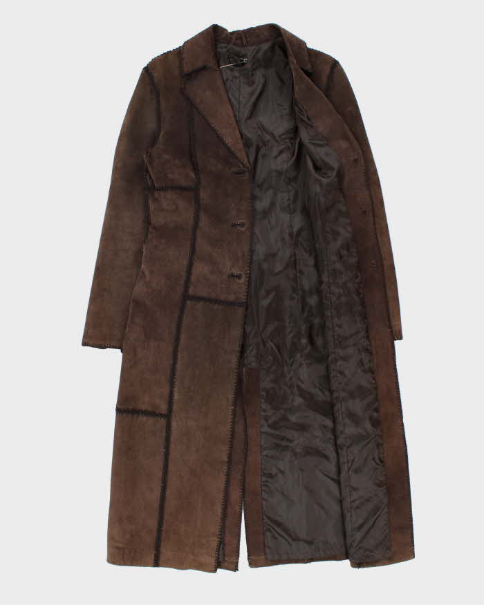 Vintage Y2K 00s Castro Concept Women's Long Suede Patchwork Tassel Belted Jacket - S