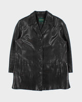 Vintage 1990s Danier Women's Made In Canada Mid-Length Calfskin Leather Button Front Jacket - M