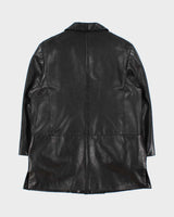 Vintage 1990s Danier Women's Made In Canada Mid-Length Calfskin Leather Button Front Jacket - M