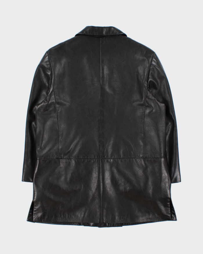 Vintage 1990s Danier Women's Made In Canada Mid-Length Calfskin Leather Button Front Jacket - M