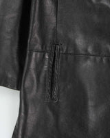 Vintage 1990s Danier Women's Made In Canada Mid-Length Calfskin Leather Button Front Jacket - M
