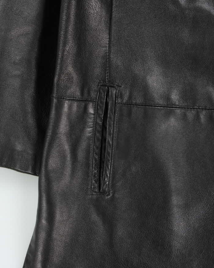 Vintage 1990s Danier Women's Made In Canada Mid-Length Calfskin Leather Button Front Jacket - M