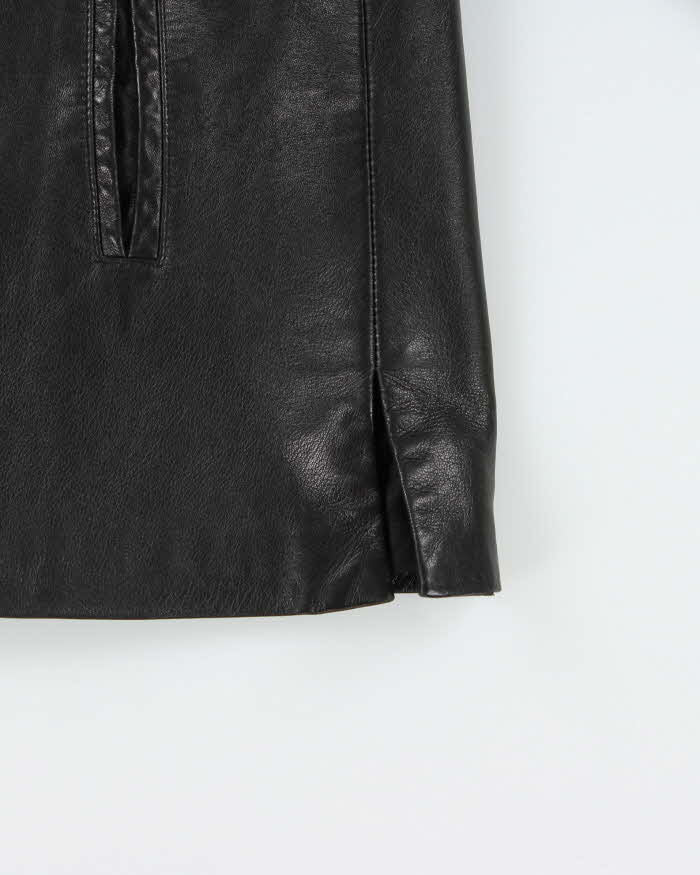 Vintage 1990s Danier Women's Made In Canada Mid-Length Calfskin Leather Button Front Jacket - M