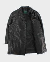 Vintage 1990s Danier Women's Made In Canada Mid-Length Calfskin Leather Button Front Jacket - M