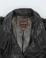 Vintage Y2K 00s Danier Women's Contrast Stitch Italian Leather Belted Moto Jacket - S