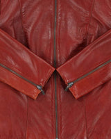 Vintage Y2K 00s Danier Women's Burnt Orange-Red Italian Leather Cafe Racer Moto Jacket - XS