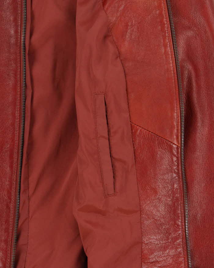 Vintage Y2K 00s Danier Women's Burnt Orange-Red Italian Leather Cafe Racer Moto Jacket - XS