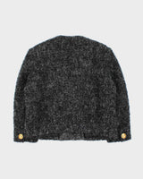 Vintage FW1998 Celine Paris Runway Women's Wool Cropped Double Breasted Triomphe Tweed Evening Jacket - S