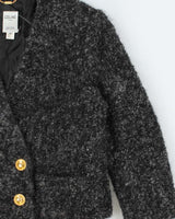 Vintage FW1998 Celine Paris Runway Women's Wool Cropped Double Breasted Triomphe Tweed Evening Jacket - S