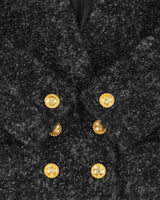 Vintage FW1998 Celine Paris Runway Women's Wool Cropped Double Breasted Triomphe Tweed Evening Jacket - S