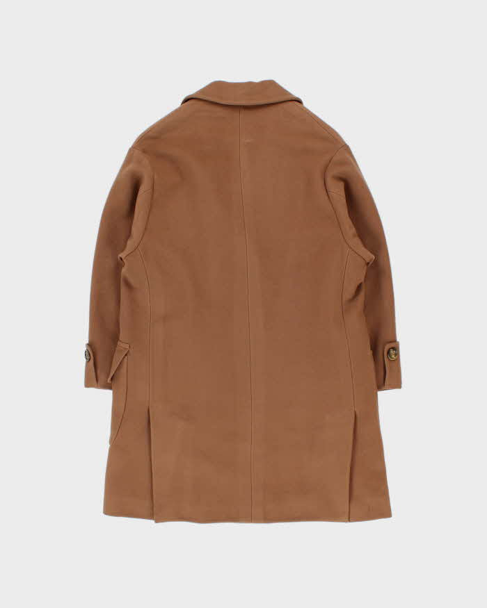 Vintage 1990s Valentino Oliver Camel Wool Double Breasted Women's Over Coat - M