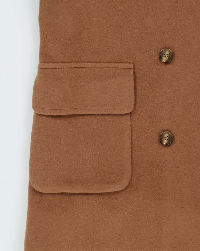 Vintage 1990s Valentino Oliver Camel Wool Double Breasted Women's Over Coat - M