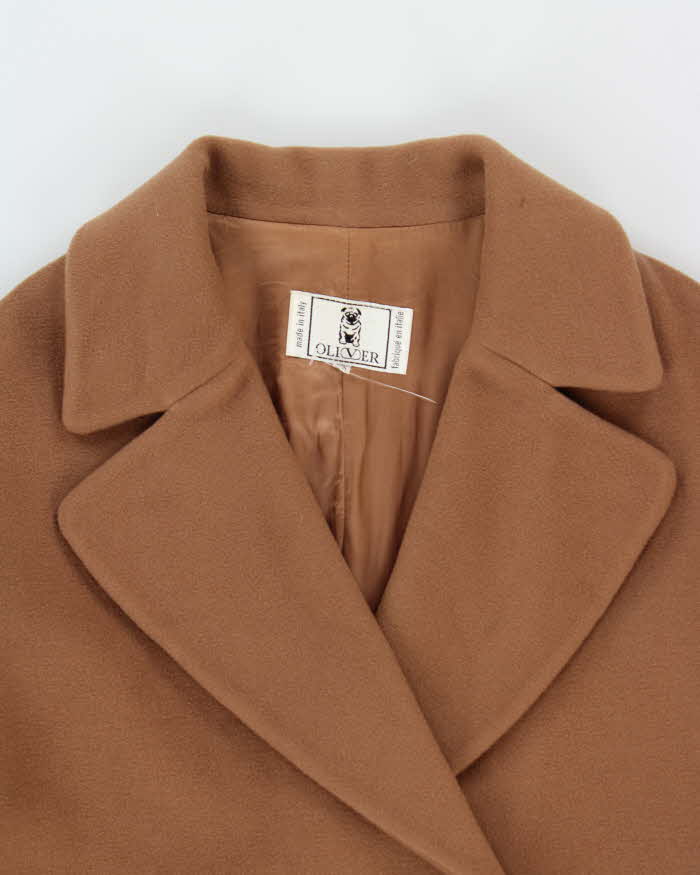 Vintage 1990s Valentino Oliver Camel Wool Double Breasted Women's Over Coat - M