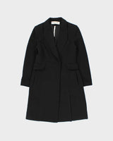 Vintage FW2004 Christian Dior Galliano Black Soft Twill Women's Long A-Line Coat - M