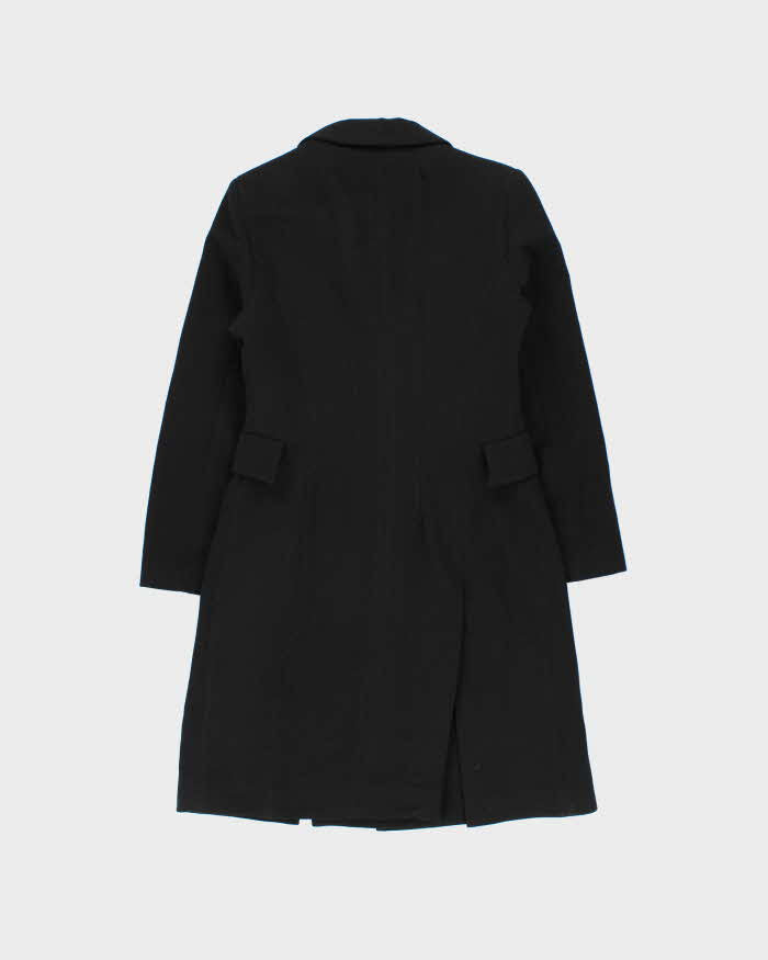Vintage FW2004 Christian Dior Galliano Black Soft Twill Women's Long A-Line Coat - M