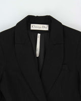 Vintage FW2004 Christian Dior Galliano Black Soft Twill Women's Long A-Line Coat - M