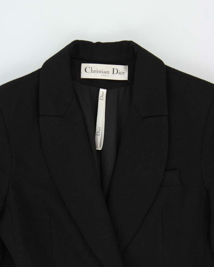Vintage FW2004 Christian Dior Galliano Black Soft Twill Women's Long A-Line Coat - M