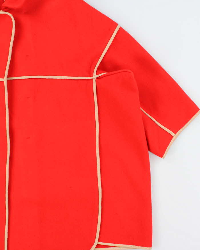 Vintage FW2005 Chloe Women's Bright Red Wool Blend Silk Trim Oversized Blanket Coat - L