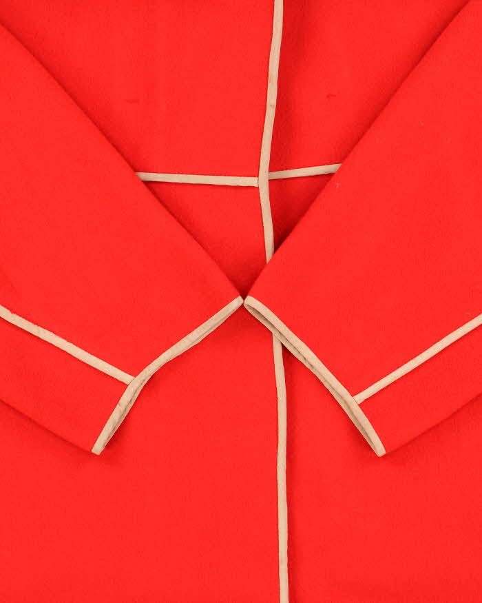 Vintage FW2005 Chloe Women's Bright Red Wool Blend Silk Trim Oversized Blanket Coat - L