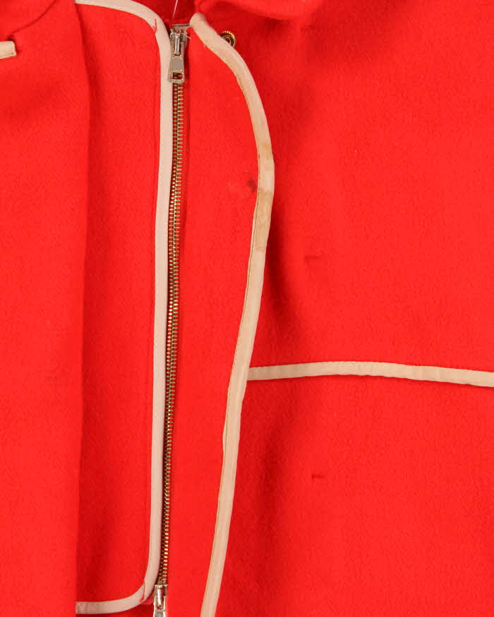Vintage FW2005 Chloe Women's Bright Red Wool Blend Silk Trim Oversized Blanket Coat - L
