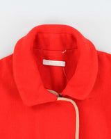 Vintage FW2005 Chloe Women's Bright Red Wool Blend Silk Trim Oversized Blanket Coat - L