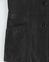 Vintage Y2K 00s Kenneth Cole Reaction Women's Mid Length Button Front Calfskin Leather Jacket - M
