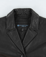 Vintage Y2K 00s Kenneth Cole Reaction Women's Mid Length Button Front Calfskin Leather Jacket - M