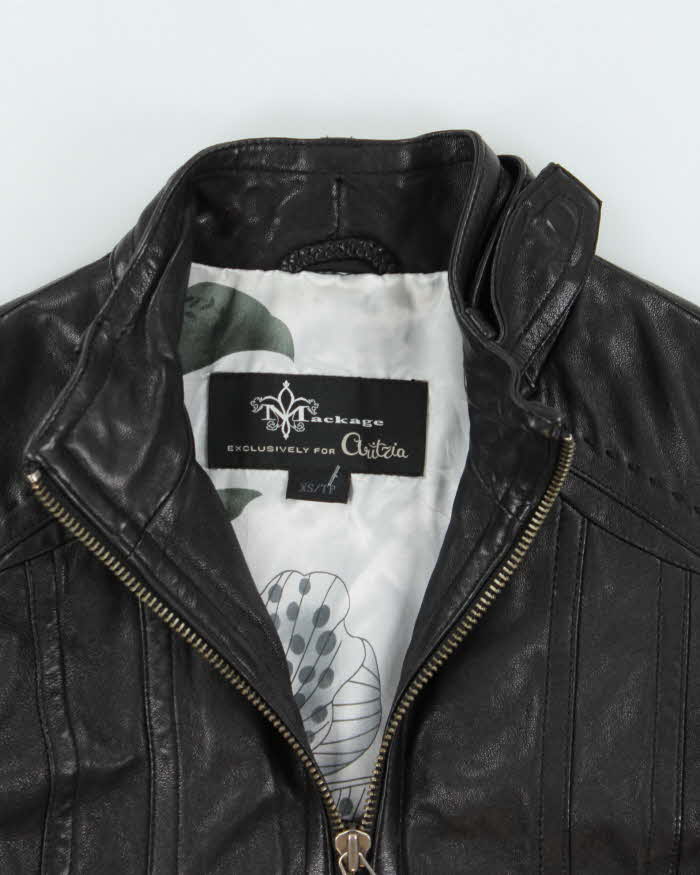 Vintage Y2K 00s Mackage For Aritzia Women's Lambskin Leather Cafe Racer Moto Jacket - XS