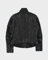 Vintage Y2K 00s Danier Women's Funnel Neck Italian Leather Cafe Racer Moto Jacket - M