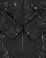 Vintage Y2K 00s Danier Women's Funnel Neck Italian Leather Cafe Racer Moto Jacket - M