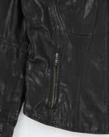 Vintage Y2K 00s Danier Women's Funnel Neck Italian Leather Cafe Racer Moto Jacket - M