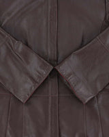 Vintage Y2K 00s Danier Women's Plum Contrast Stitch Flared Sleeve Calfskin Leather Jacket - M
