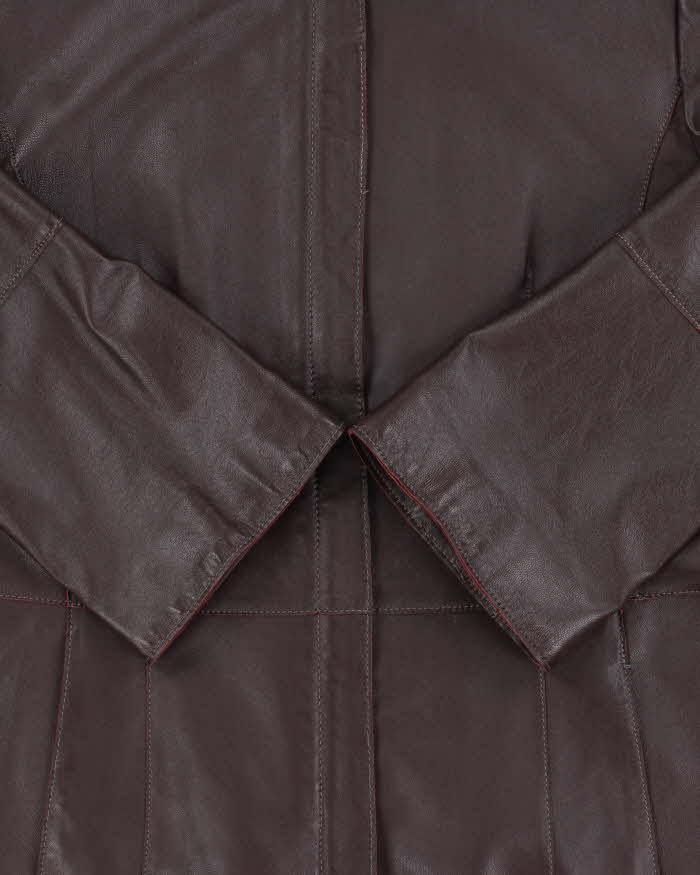 Vintage Y2K 00s Danier Women's Plum Contrast Stitch Flared Sleeve Calfskin Leather Jacket - M