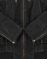 Vintage Y2K 00s Danier Women's Grained Leather Contrast Stitch Belted Cafe Racer Moto Jacket - S