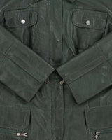 Vintage Y2K 00s Danier Women's Hunter Green Calfskin Leather Quilt Lined Safari Biker Jacket - L