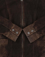 Vintage Y2K 00s Calvin Klein Brown Suede Women's Cafe Racer Moto Jacket - S