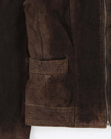 Vintage Y2K 00s Calvin Klein Brown Suede Women's Cafe Racer Moto Jacket - S