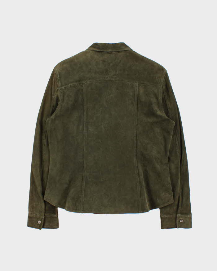 Vintage 1990s Jones New York Sport Women's Olive Green Suede Moto Jacket - M
