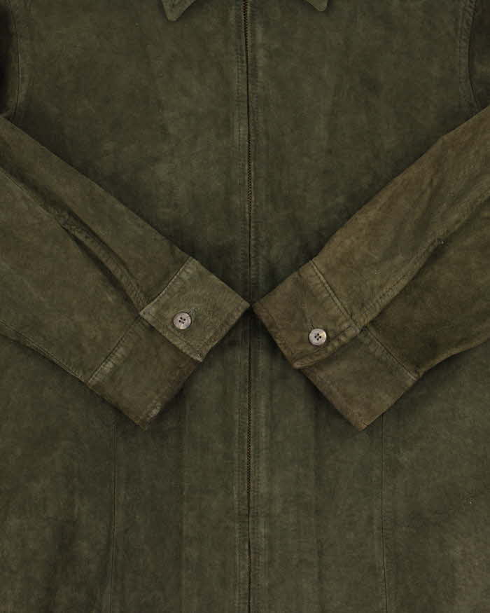 Vintage 1990s Jones New York Sport Women's Olive Green Suede Moto Jacket - M