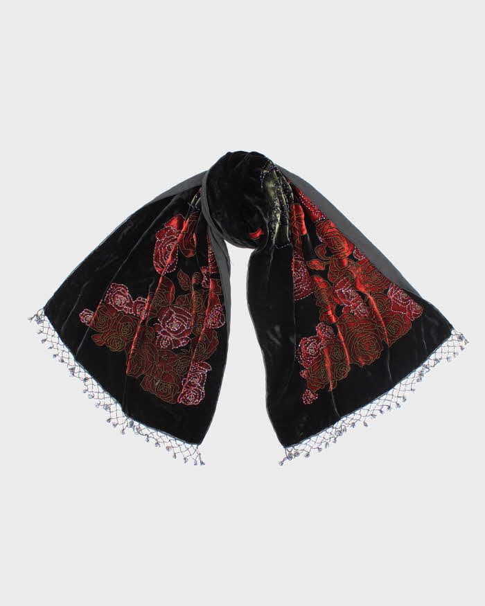 Vintage Velvet Beaded Scarf