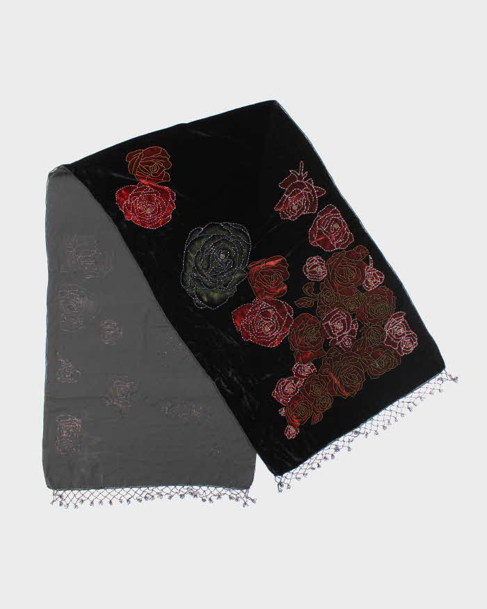 Vintage Velvet Beaded Scarf