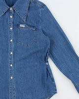 Vintage Y2K 00s ELLE Women's Med Wash Denim Long Sleeve Shirt - M