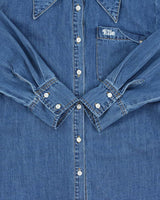 Vintage Y2K 00s ELLE Women's Med Wash Denim Long Sleeve Shirt - M
