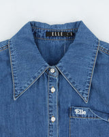 Vintage Y2K 00s ELLE Women's Med Wash Denim Long Sleeve Shirt - M