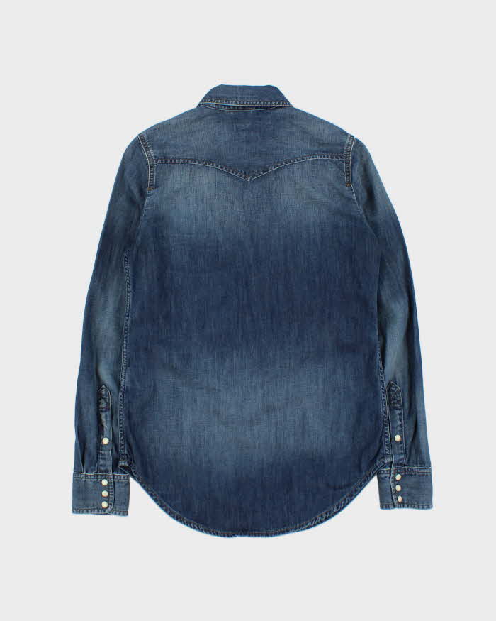 Vintage Diesel Women's Indigo Denim Pearl Snap Button Long Sleeve Western Shirt - XS
