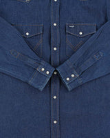 Vintage Y2K 00s Wrangler Women's Bead Embroidered Raw Indigo Denim Pearl Snap Button Long Sleeve Western Shirt - XL