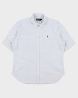 Vintage Ralph Lauren Women's Striped Oxford Short Sleeve Cuff Shirt - XL