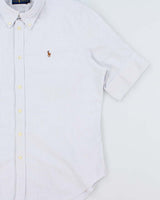 Vintage Ralph Lauren Women's Striped Oxford Short Sleeve Cuff Shirt - XL