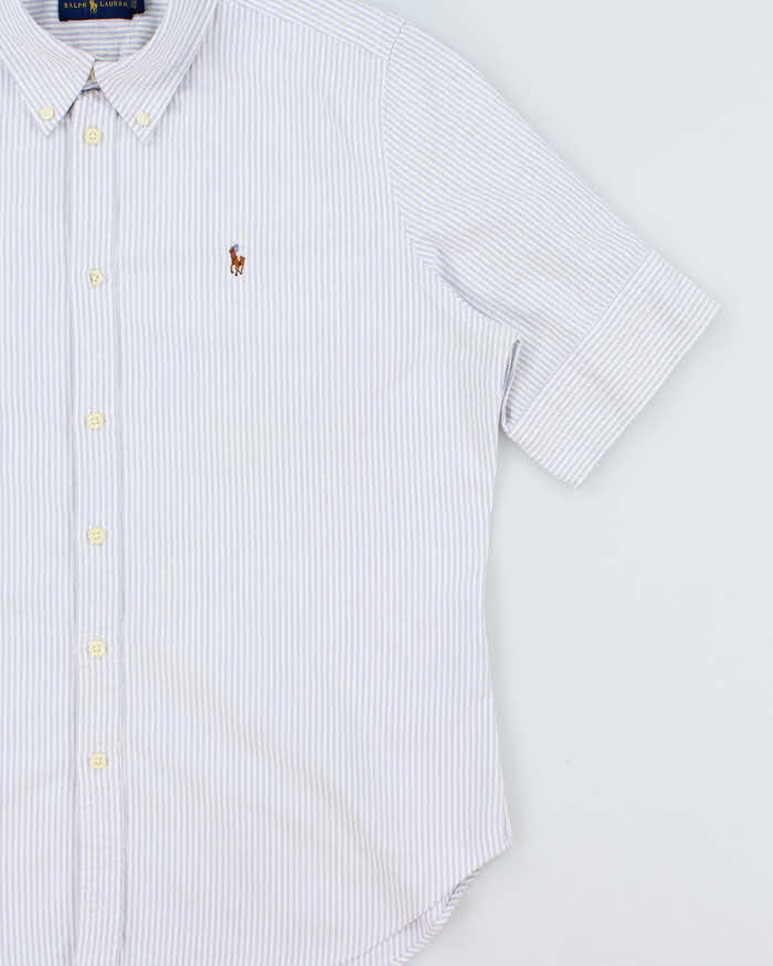 Vintage Ralph Lauren Women's Striped Oxford Short Sleeve Cuff Shirt - XL